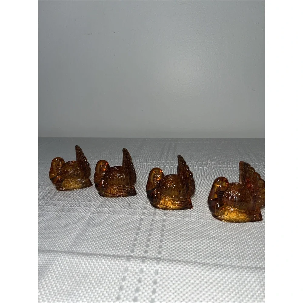 Williams‎ Sonoma 4 Amber Turkey Taper Candleholders 2.5 Inches Tall
